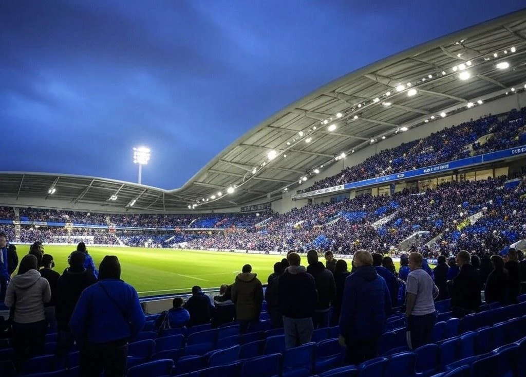Brighton jouant à l’amex stadium, illustration depuis Shortside Lower