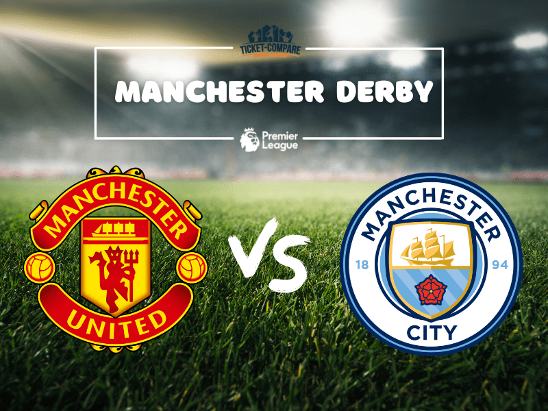 Écussons de Manchester United et Manchester City sur un terrain