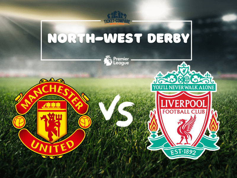 Écussons de Manchester United et Liverpool sur un terrain de football