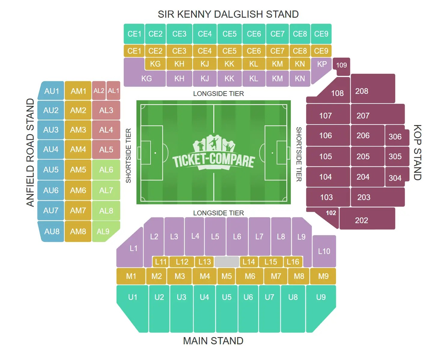 Plan de salle de Anfield