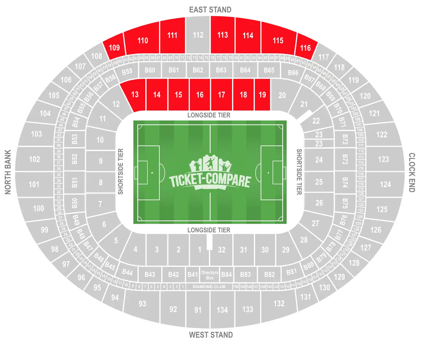 Plan East Stand Emirates Stadium