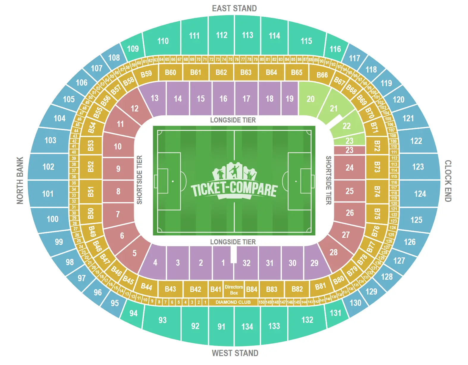 Plan de salle de Emirates Stadium