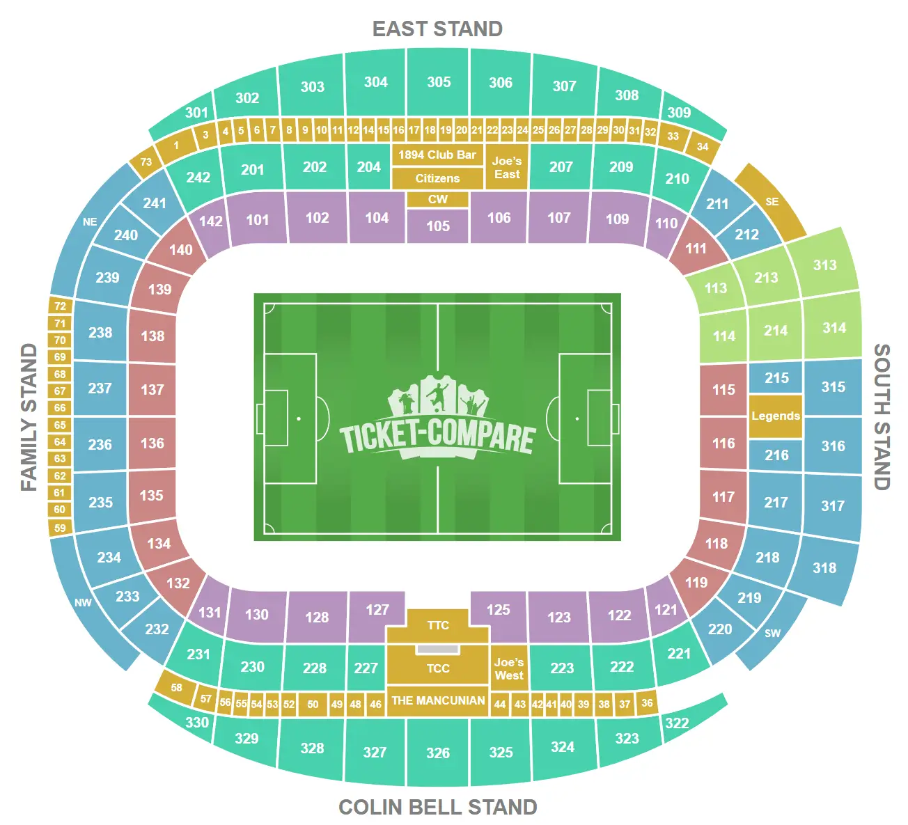 Plan de salle de Etihad Stadium