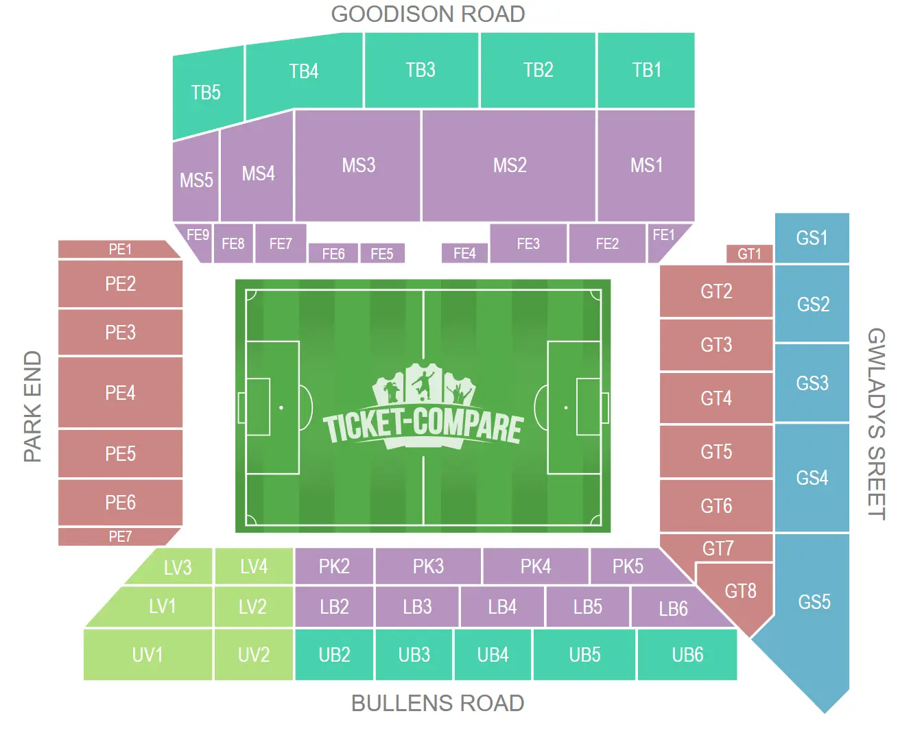Plan de salle de Goodison Park