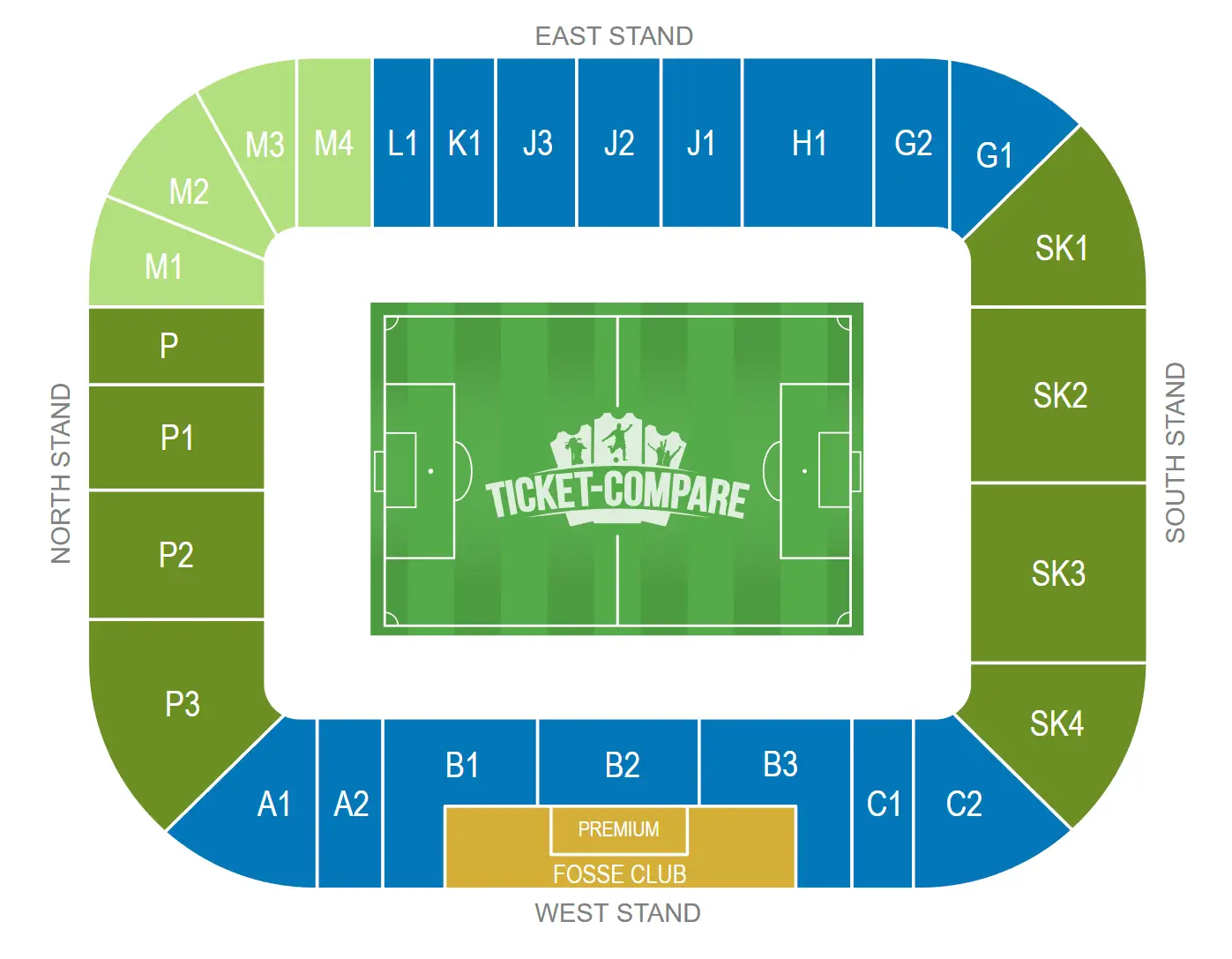 Plan de salle de King Power Stadium