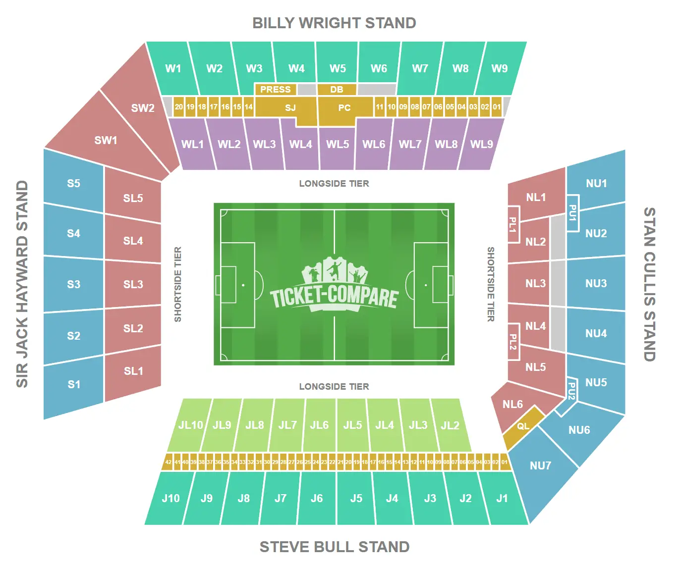 Plan de salle de Molineux Stadium