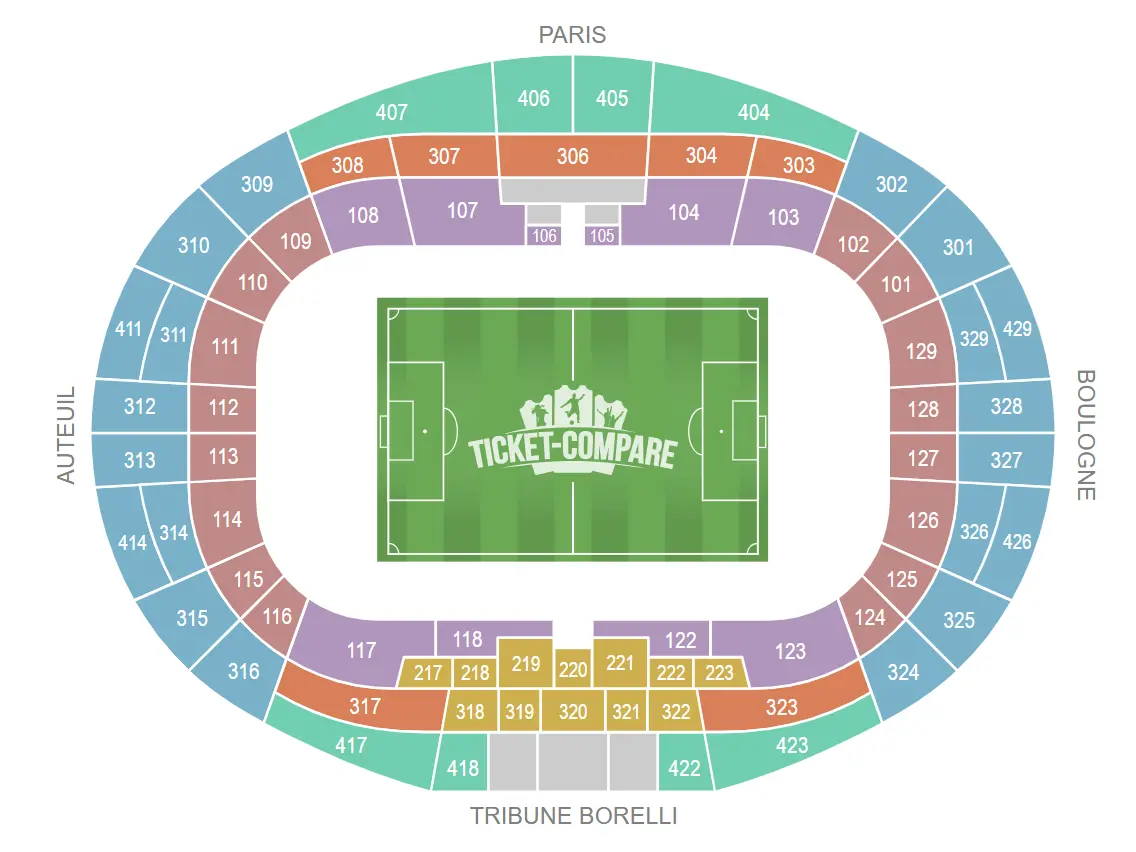 Plan de salle de Parc des Princes