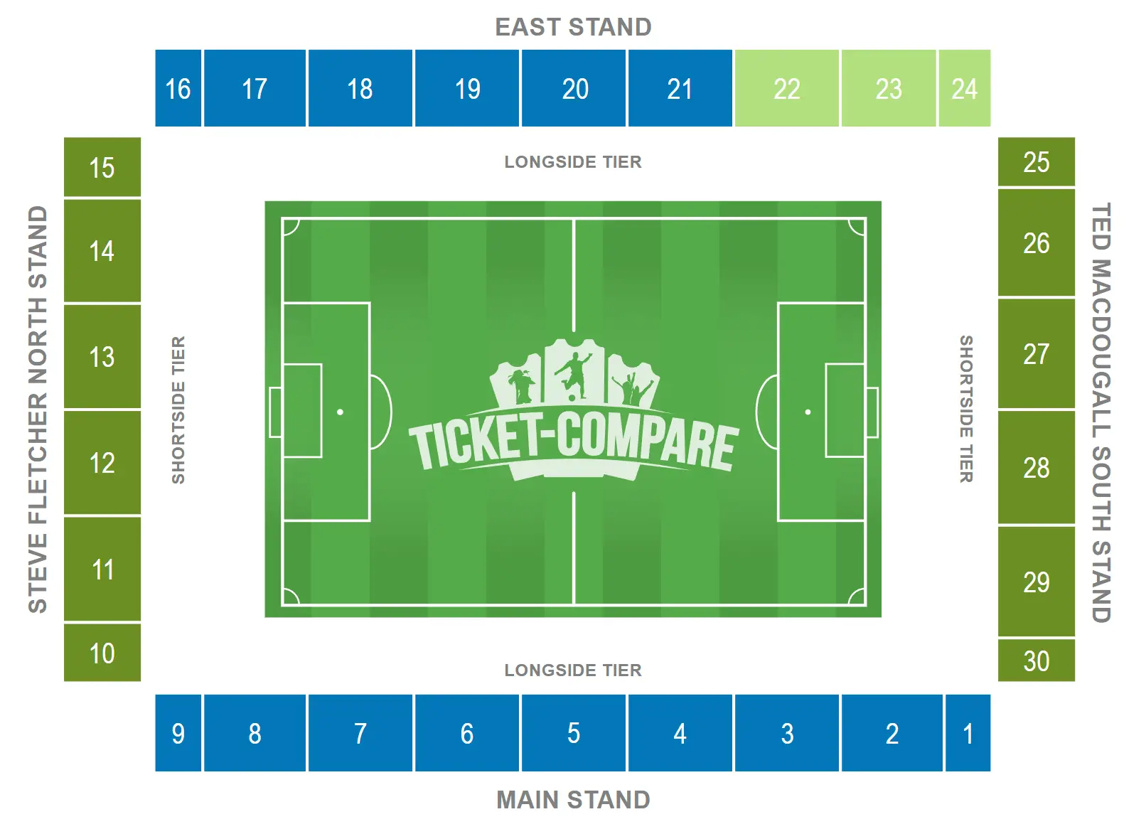Plan de salle de Vitality Stadium