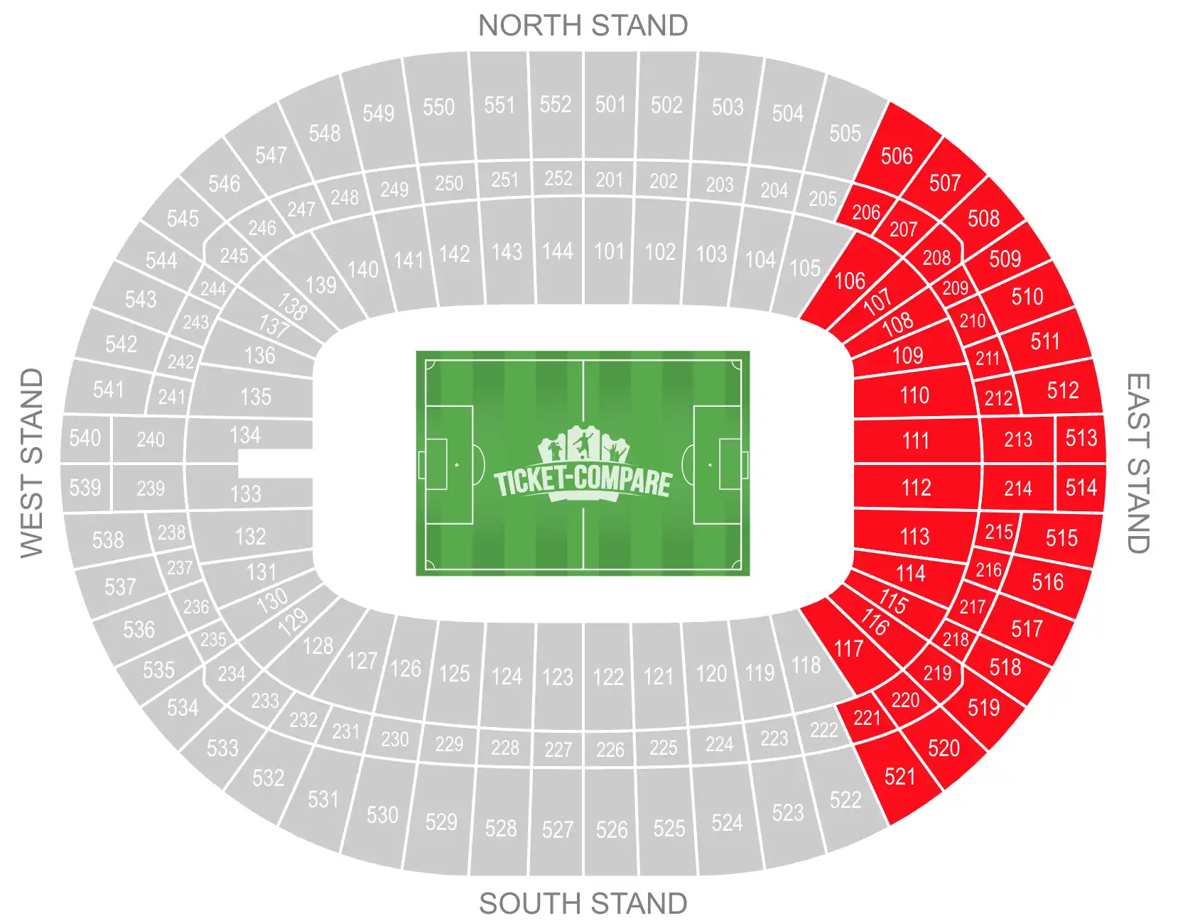 Plan Tribune Est Wembley Stadium