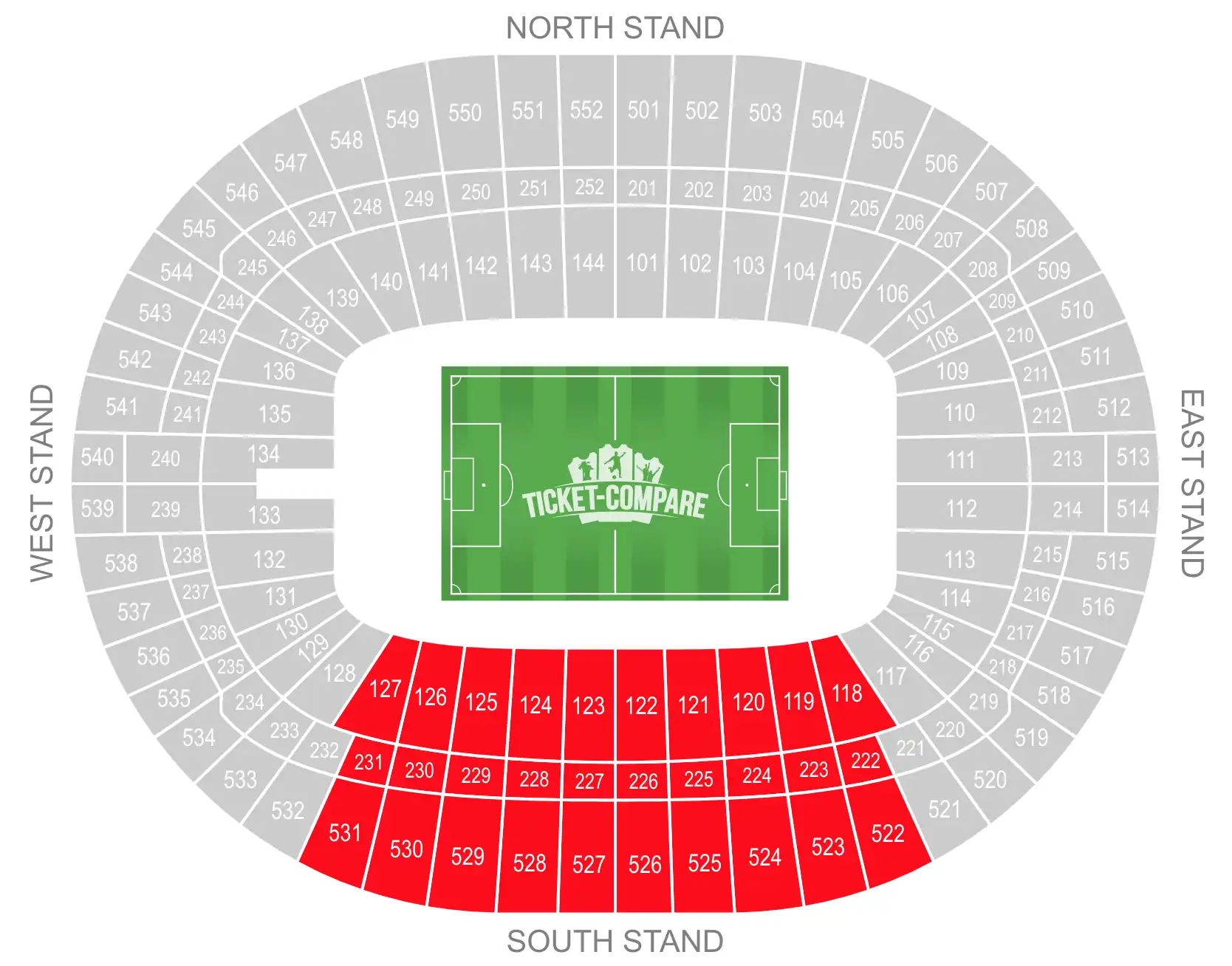 Plan Tribune Sud Wembley Stadium