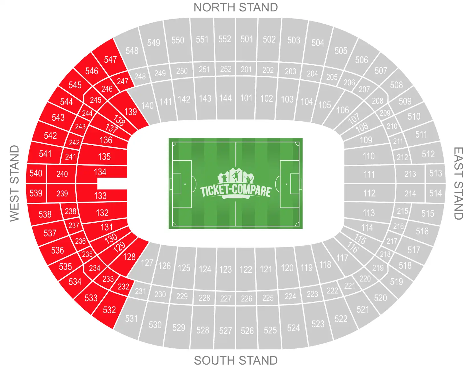 Plan Tribune Ouest Wembley Stadium