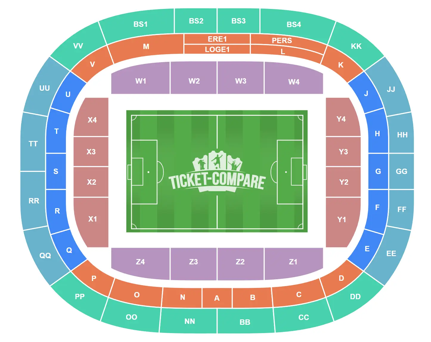 Plan de salle de Feijenoord Stadion