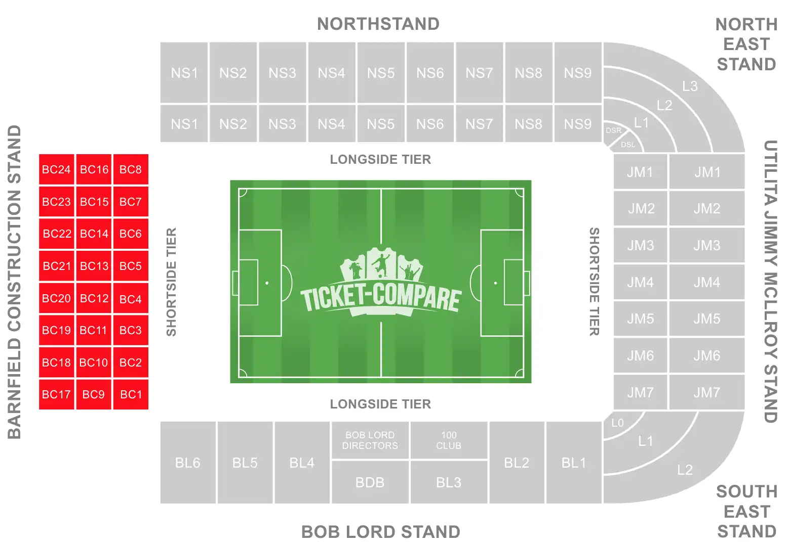 Turf Moor Plan tribunes Barnfield Construction
