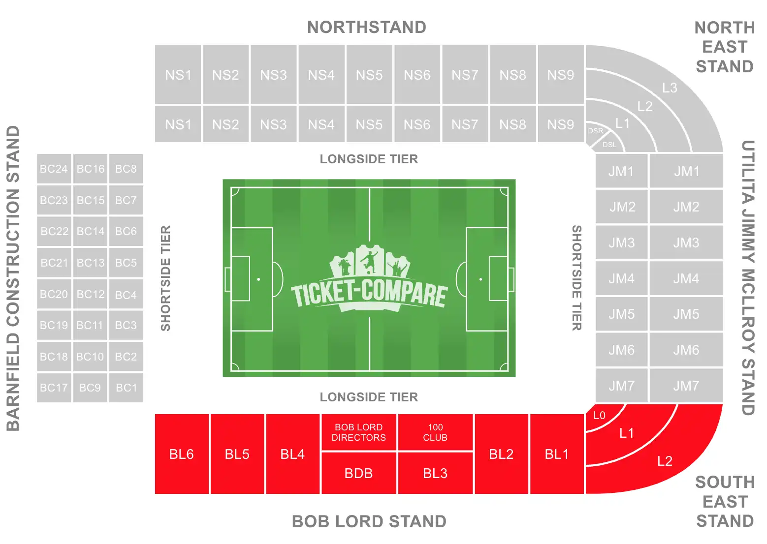 Turf Moor Plan tribunes Bob Lord Stand