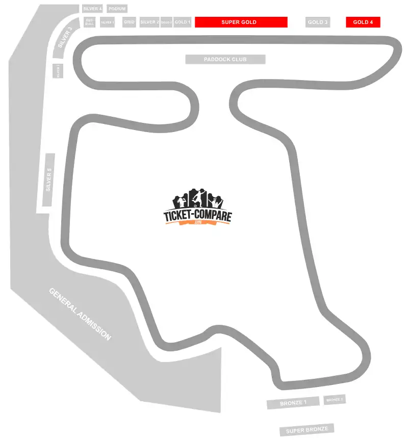 Plan Hungaroring tribunes Super Gold et Gold4