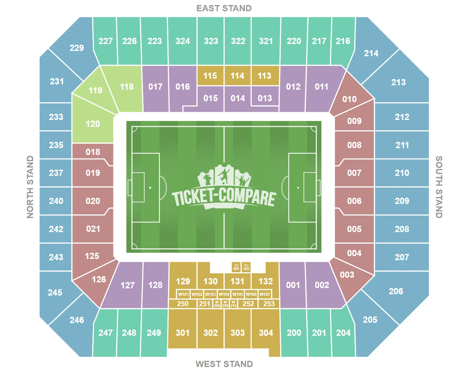 Plan de salle de Hill Dickinson Stadium