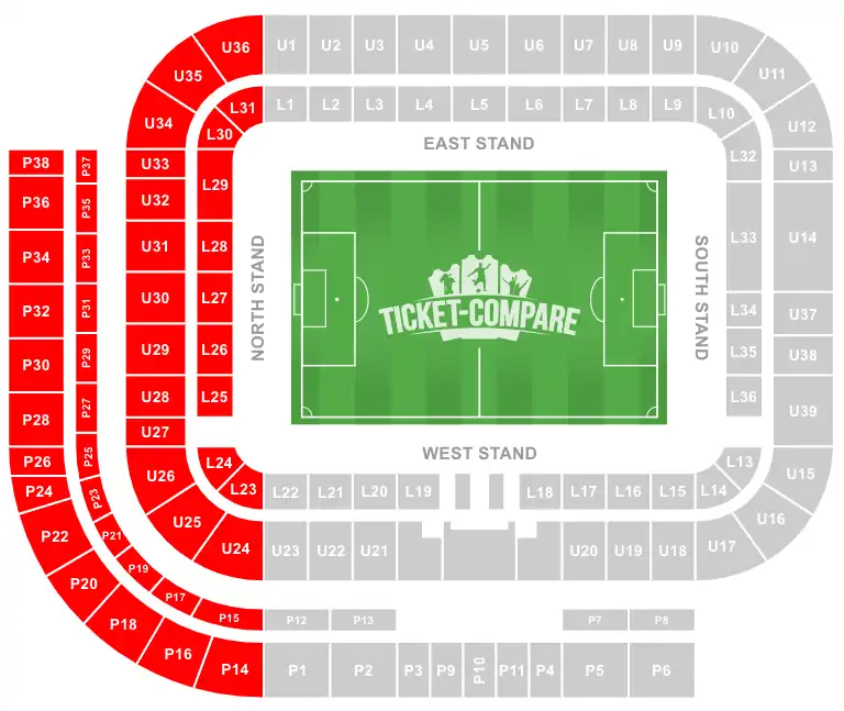 Plan des places Stadium of Light Tribune Nord