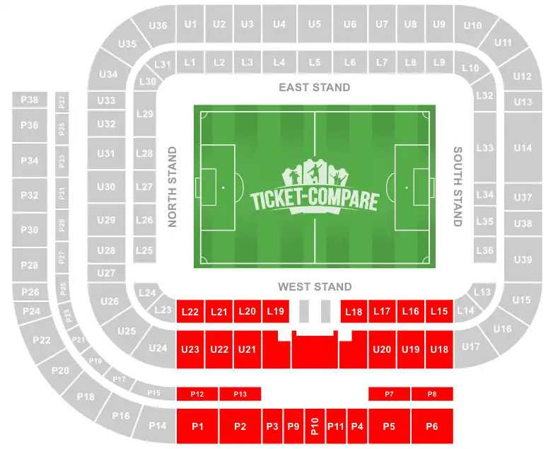 Plan des places Stadium of Light Tribune Ouest