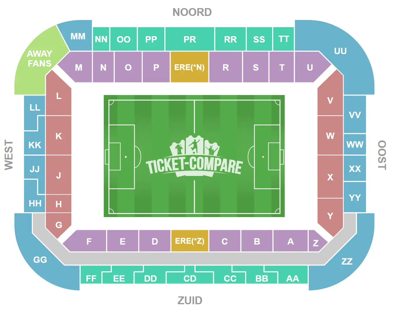 Plan de salle de Philips Stadion