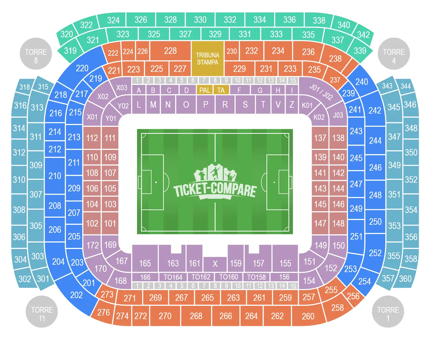 Plan de salle de Stadio San Siro