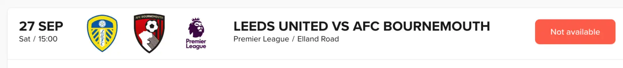 capture écran Leeds United Vs AFC Bournemouth