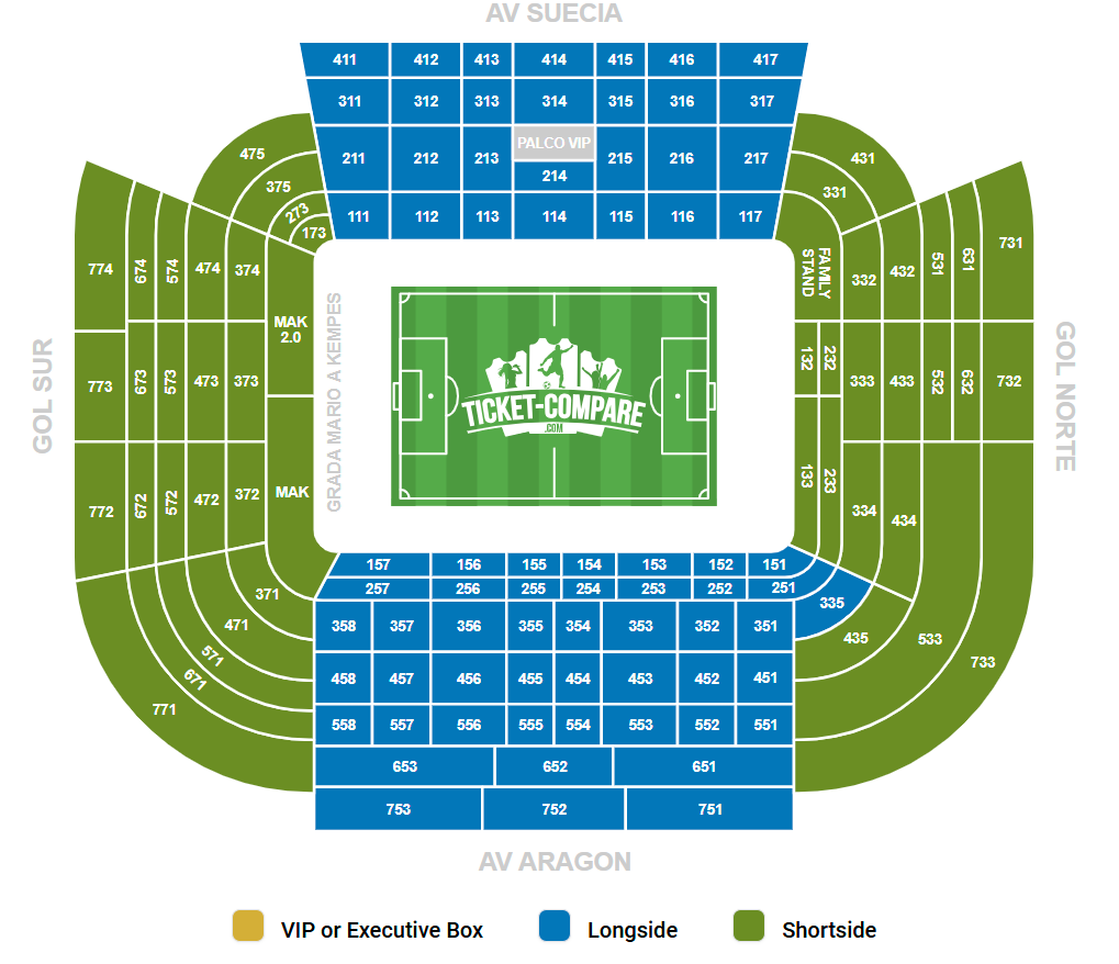 Plan de salle de Estadio Mestalla