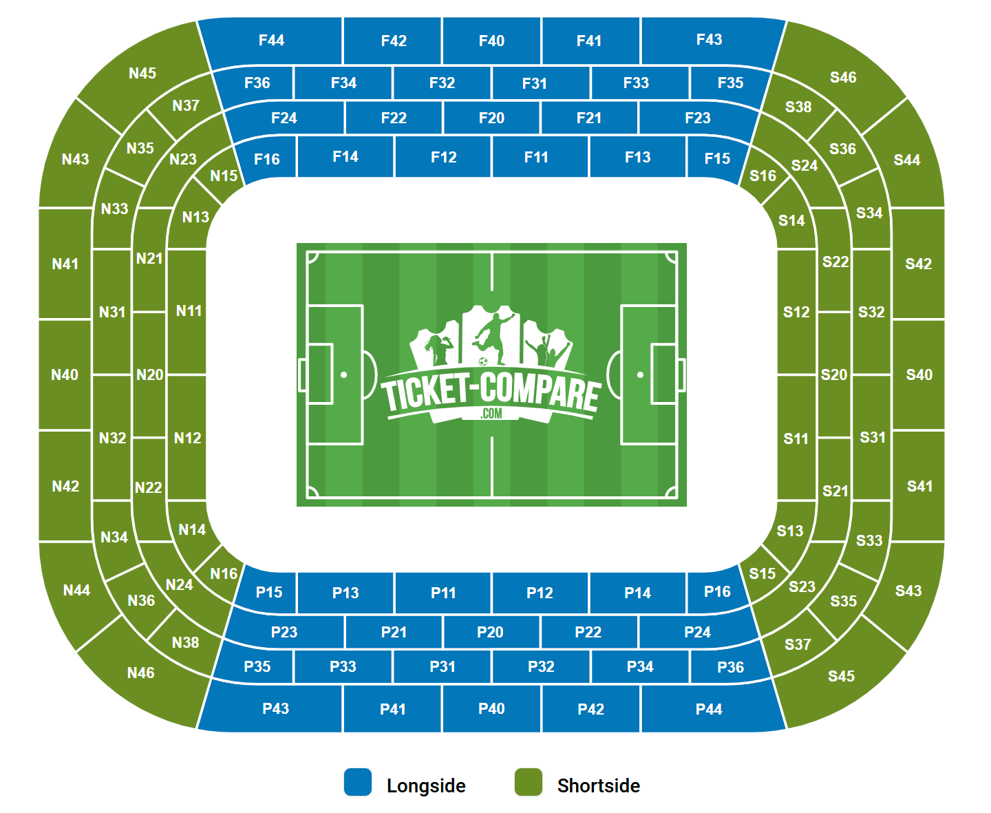 Plan de salle de Estadio Ramon Sanchez Pizjuan