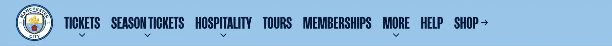 screenshot barre navigation Man City