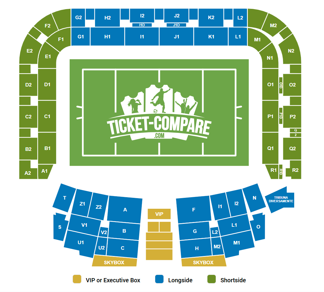 Plan de salle de Stadio Friuli