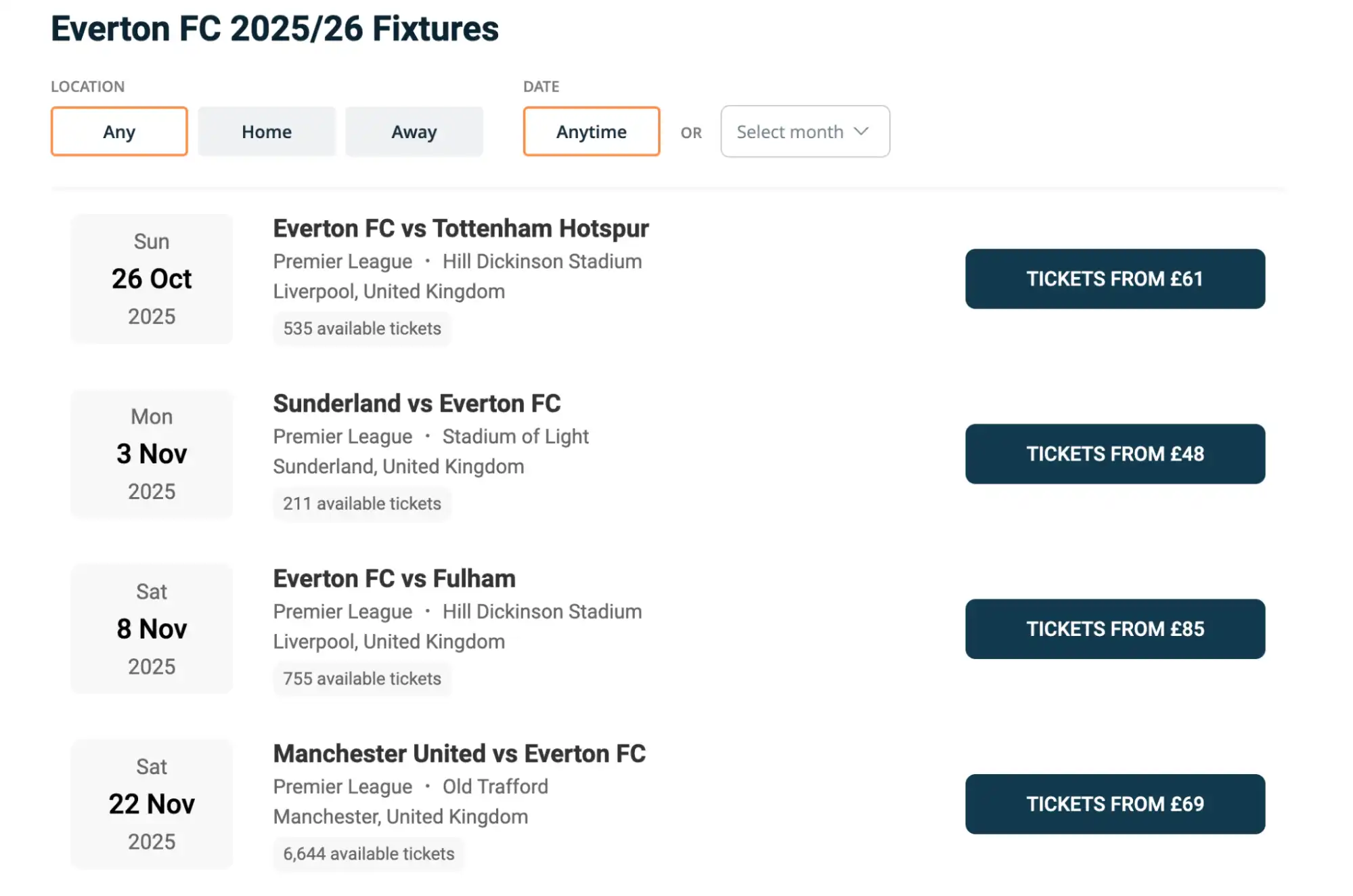 Capture calendrier Everton FC sur Ticket-Compare.com