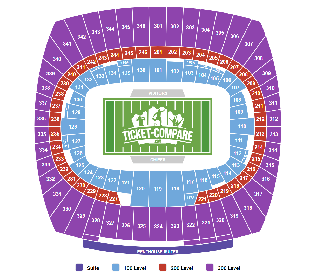 Plan de salle de GEHA Field at Arrowhead Stadium