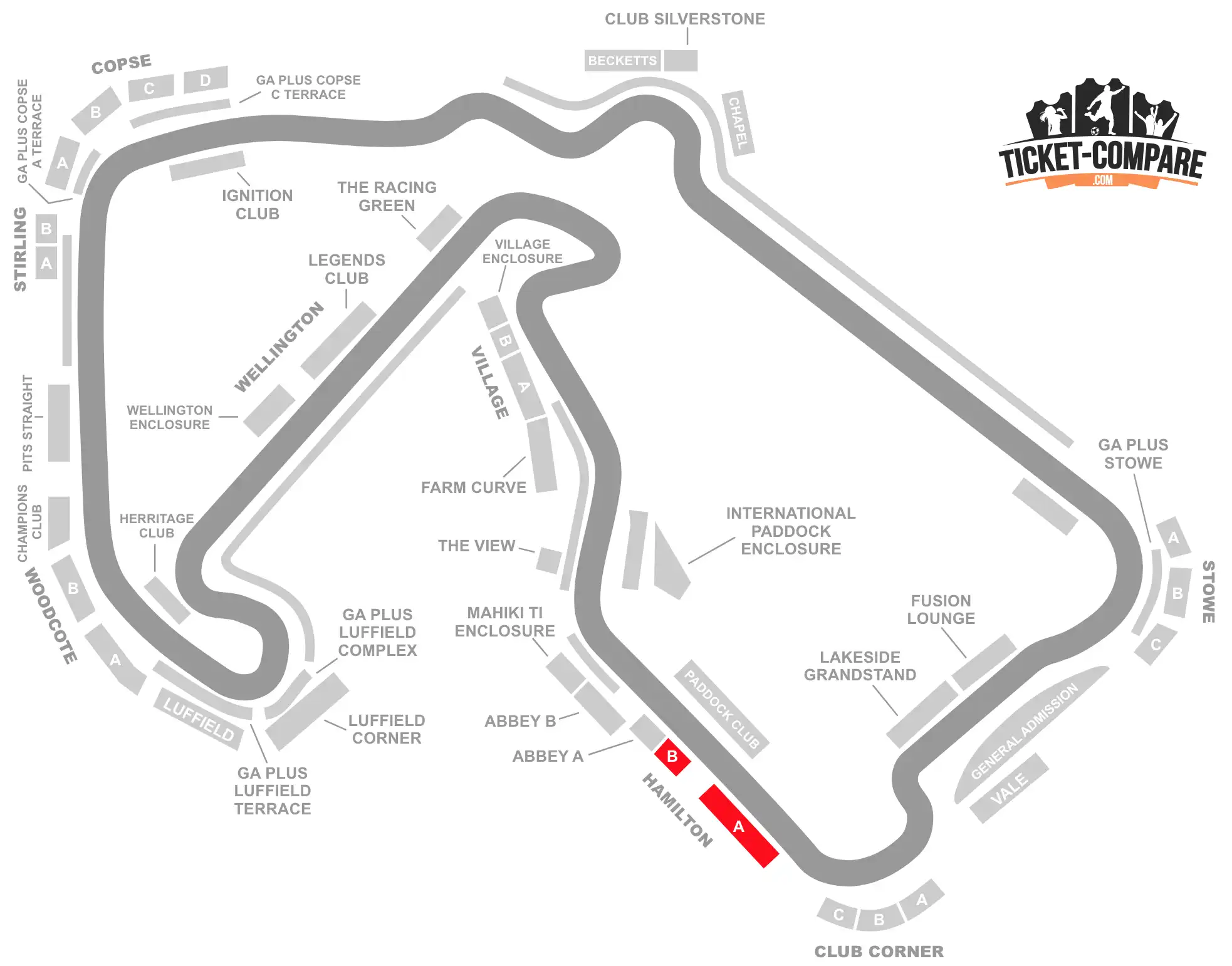 plan Silverstone surlignant Hamilton Straight
