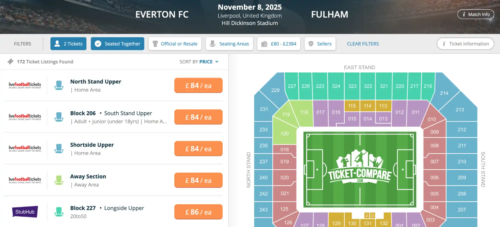 billets Everton vs Fulham sur notre comparateur