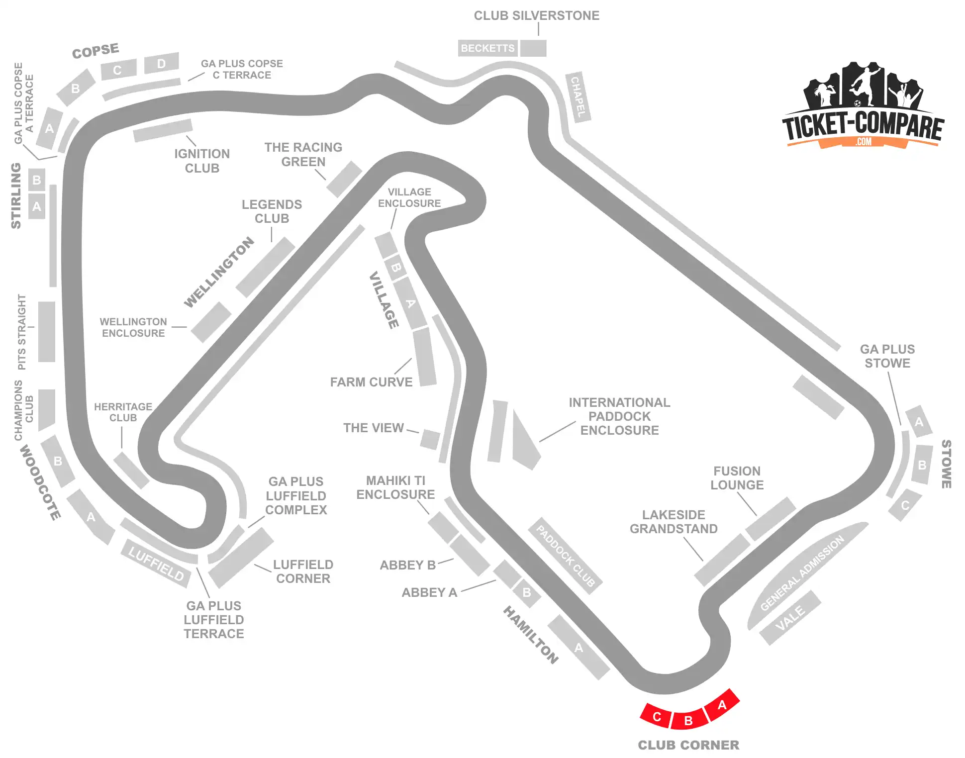 plan Silverstone surlignant Club Corner