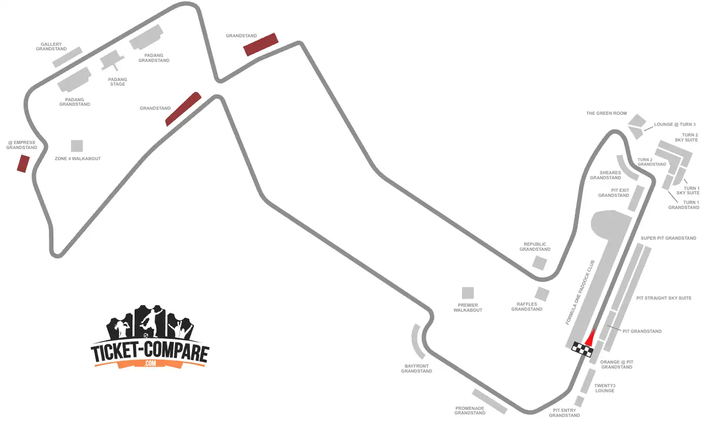 Plan circuit Marina Bay tribunes Connaught, Stamford, Empress