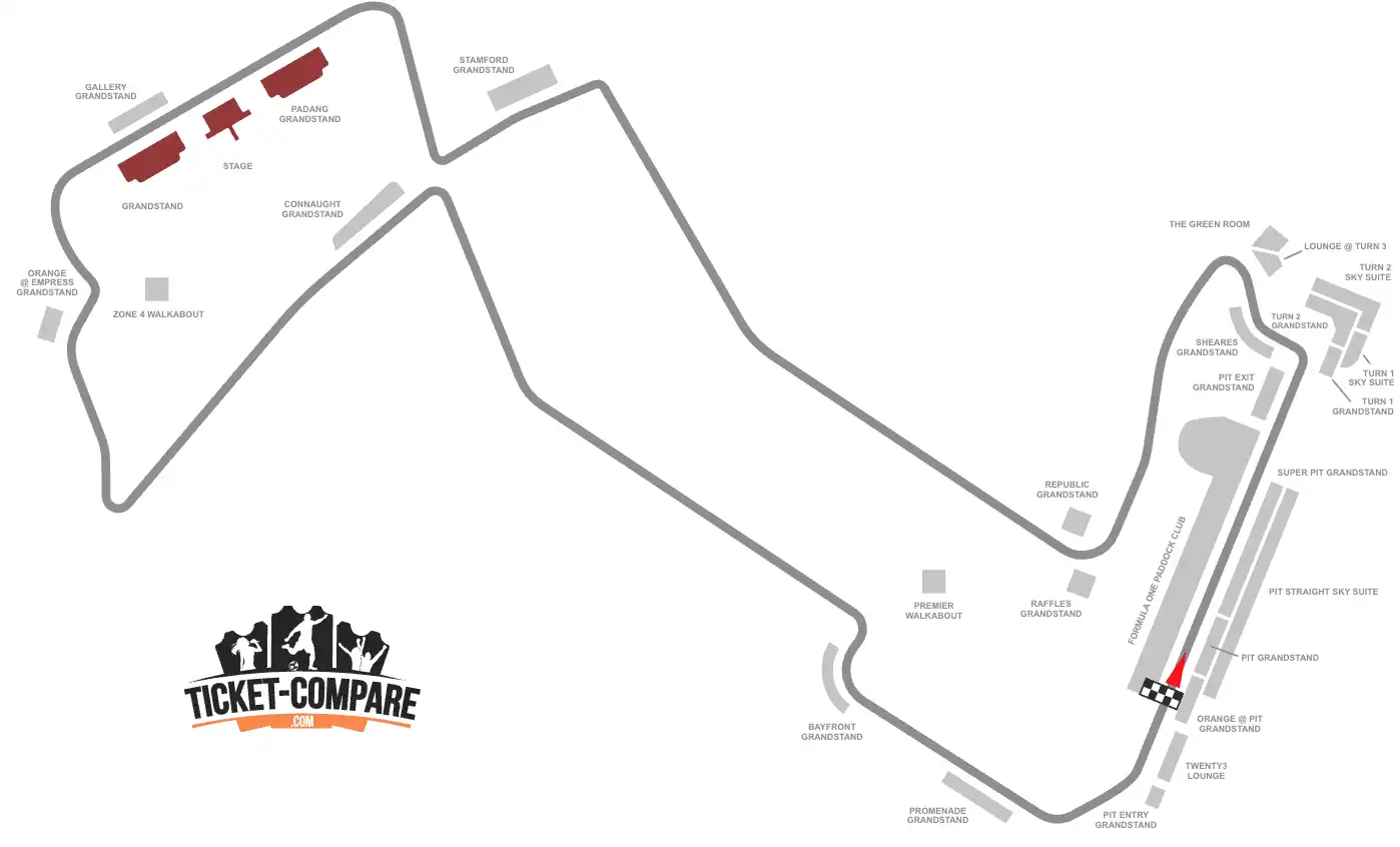 Plan circuit Marina Bay tribune Padang mise en avant