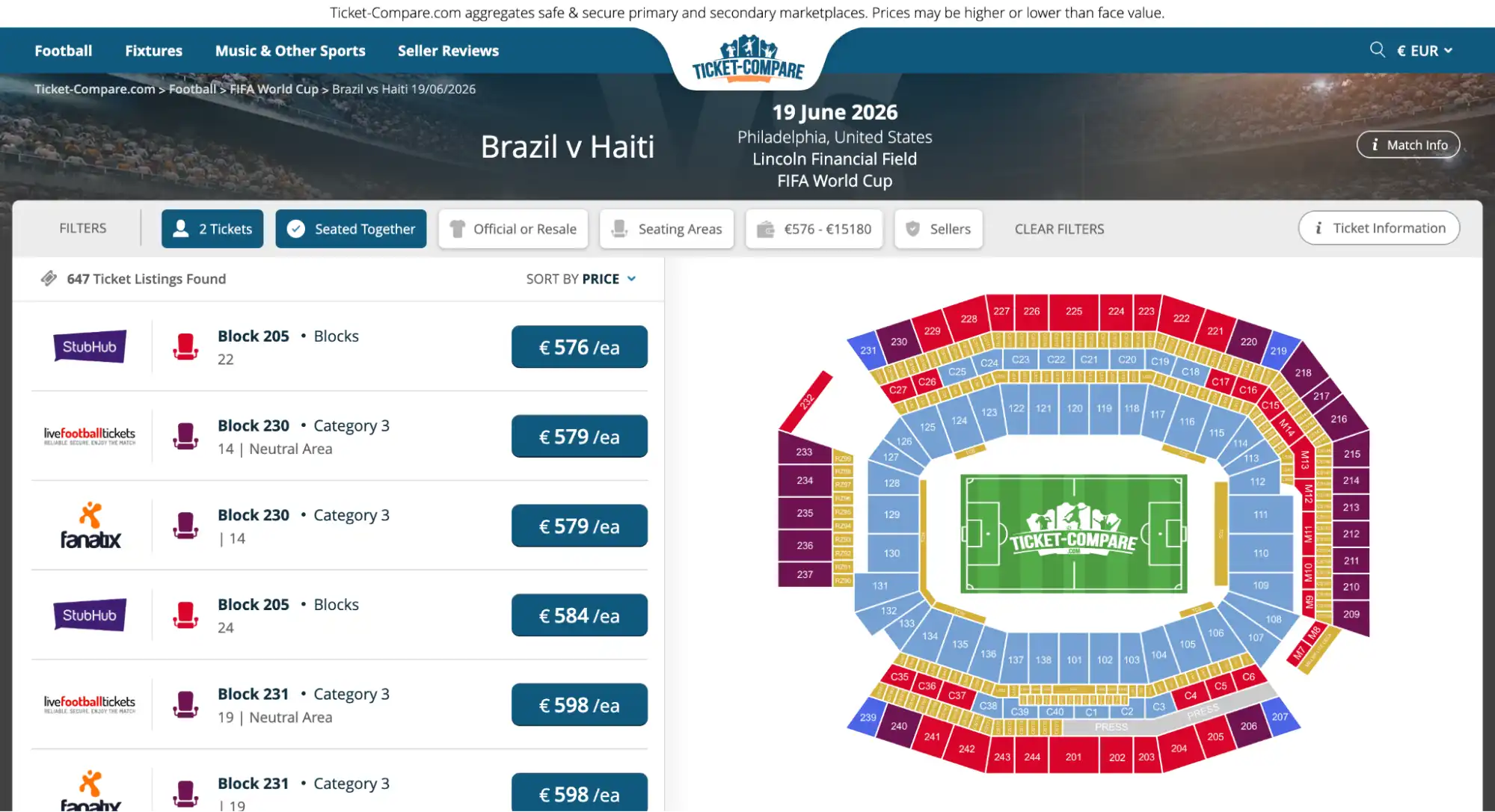 capture d’écran Billetterie Brésil vs Haïti