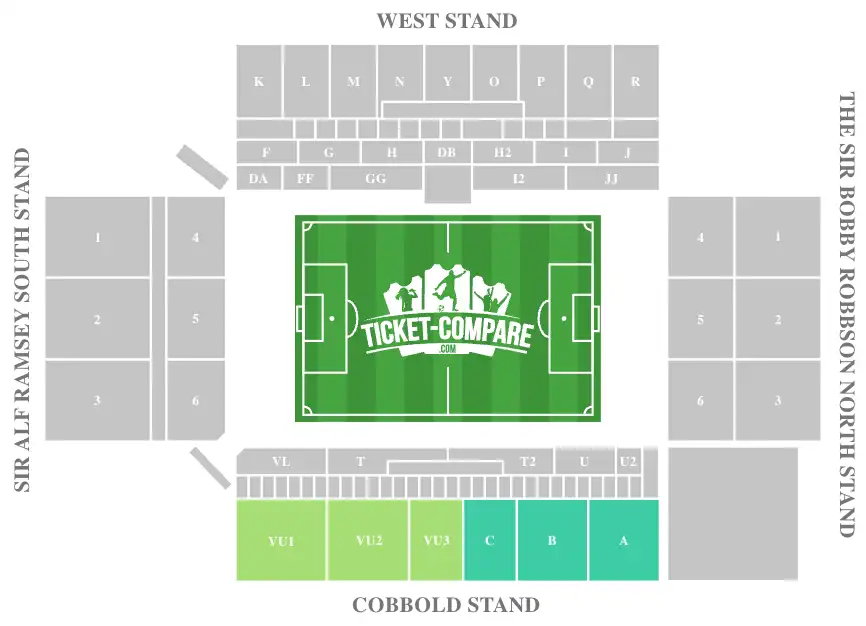 Plan des places Portman Road, focus Cobbold Upper