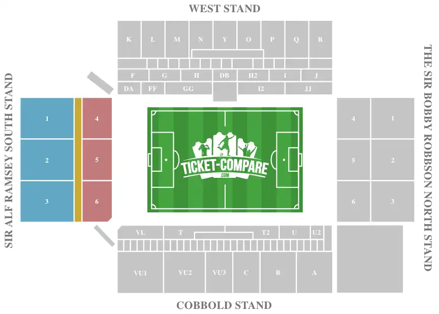 Plan des places Portman Road, focus Sir Alf Ramsey South